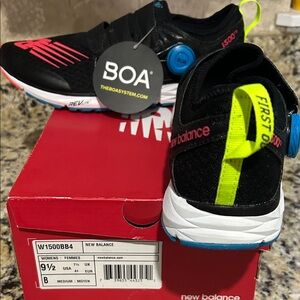 New Balance Womens Black Sneakers with Neon Yellow & Pink Accents